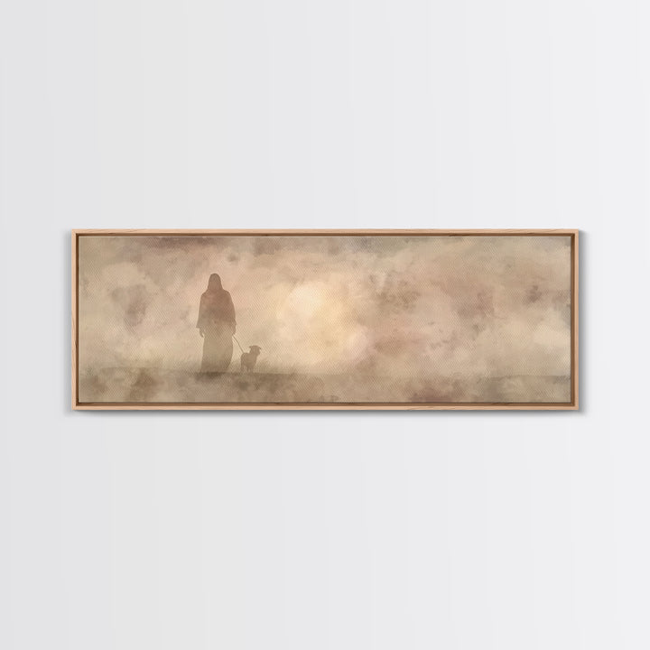 Shepherd’s Path, Framed Canvas Print, Panoramic Frame, Christian Wall Art, Christian Art Canvas, Jesus Painting, Christian Decor, Christmas