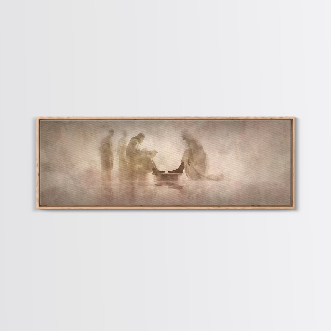 Humble Servant Hands – Framed Canvas Print – Panoramic Painting – Christian Wall Art – Christian Art Canvas – Jesus Painting – Christian Ar