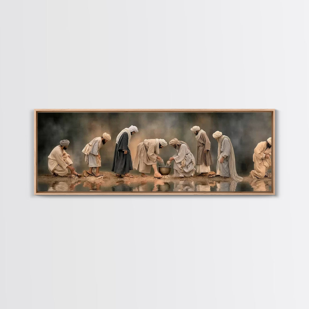 Sacred Fellowship, Framed Canvas Print, Panoramic Art, Christian Wall Art, Christian Art Canvas, Jesus Painting, Christian Decor, Christian