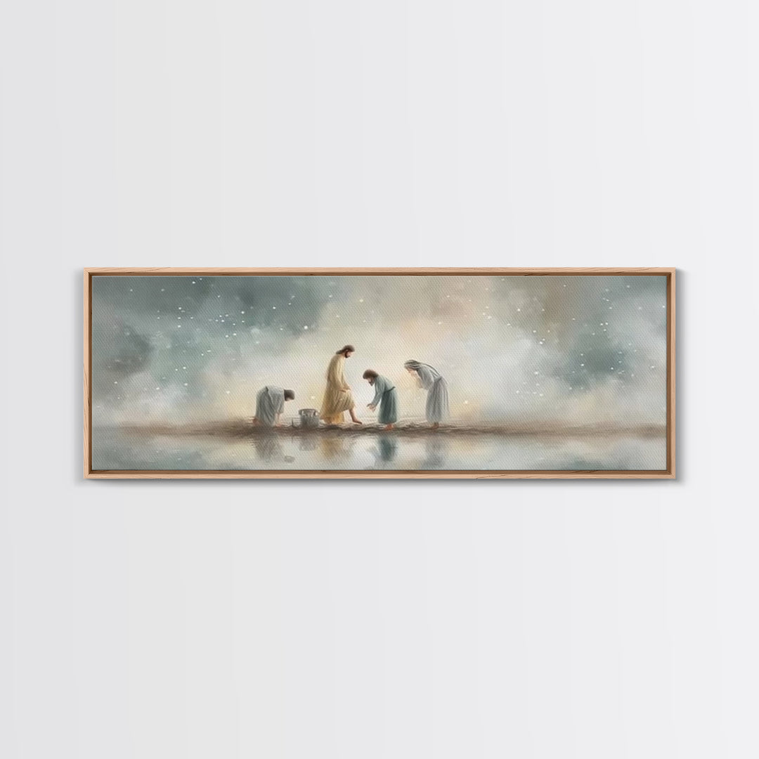 Heavenly Refuge | Framed Canvas Print | Panoramic Frame | Christian Art Canvas | Christian Wall Art | Jesus Painting | Christian Christmas