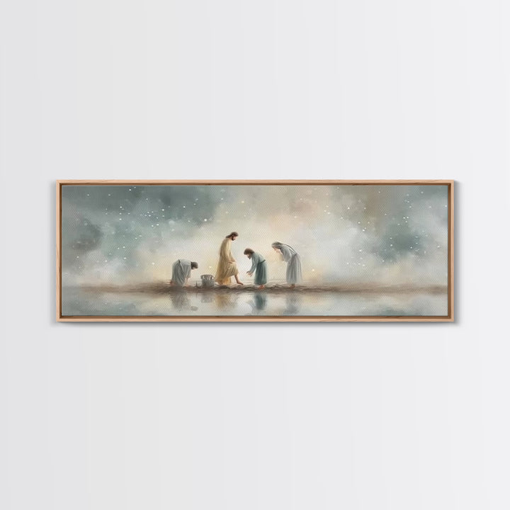 Heavenly Refuge | Framed Canvas Print | Panoramic Frame | Christian Art Canvas | Christian Wall Art | Jesus Painting | Christian Christmas