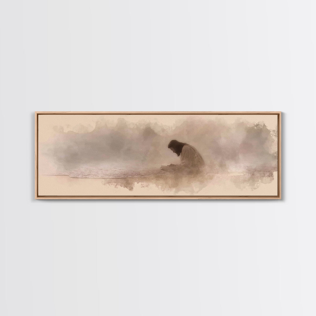 Peaceful Tide Light | Framed Canvas Print | Christian Art Canvas | Panoramic Print | Jesus Painting | Christian Wall Art | Christmas Art