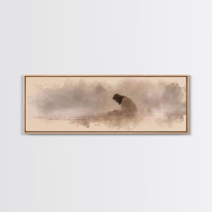 Peaceful Tide Light | Framed Canvas Print | Christian Art Canvas | Panoramic Print | Jesus Painting | Christian Wall Art | Christmas Art