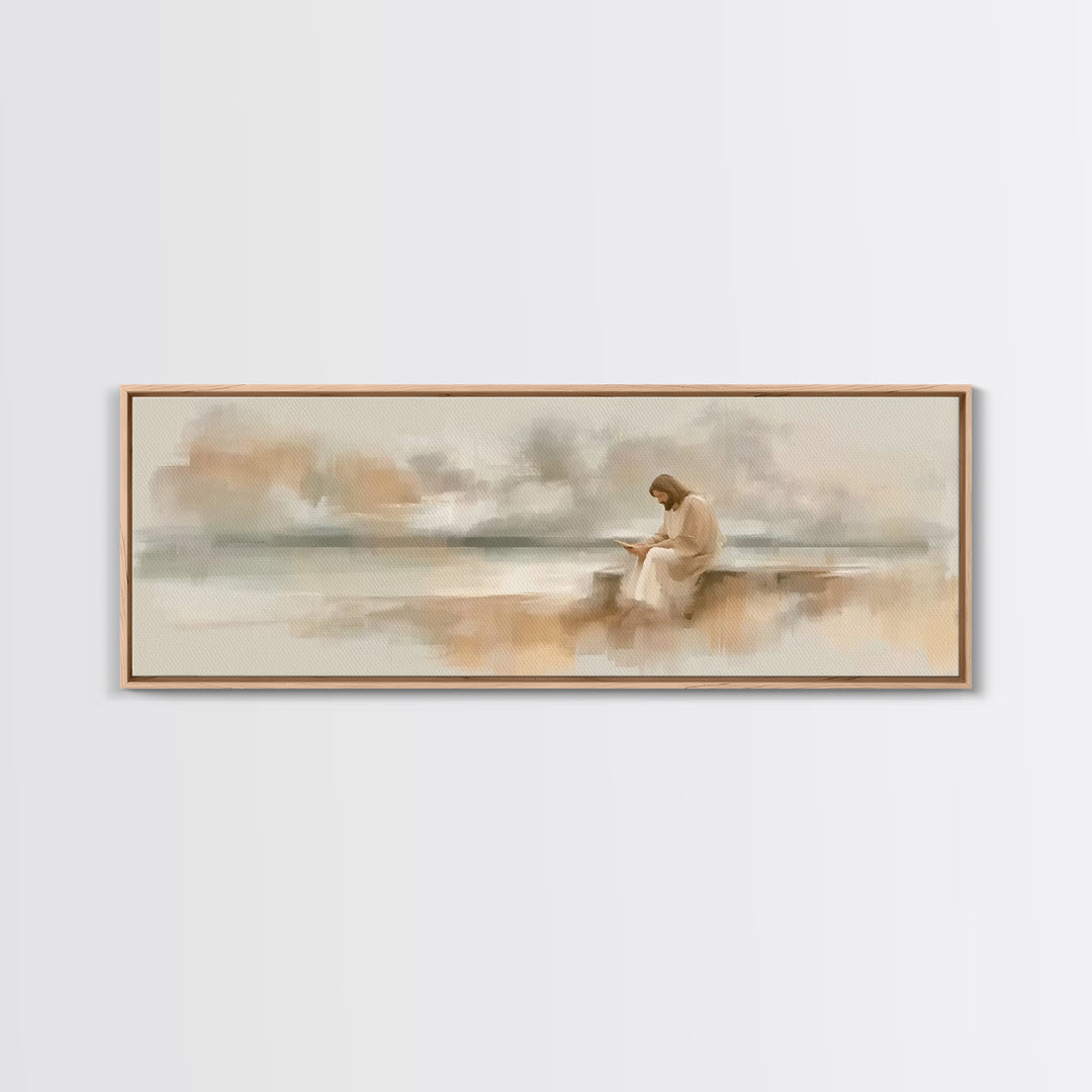 Calm Horizon Faith, Framed Canvas Print, Jesus Art Print, Panoramic Wall Art, Christian Art Canvas, Christian Wall Art, Christmas Art