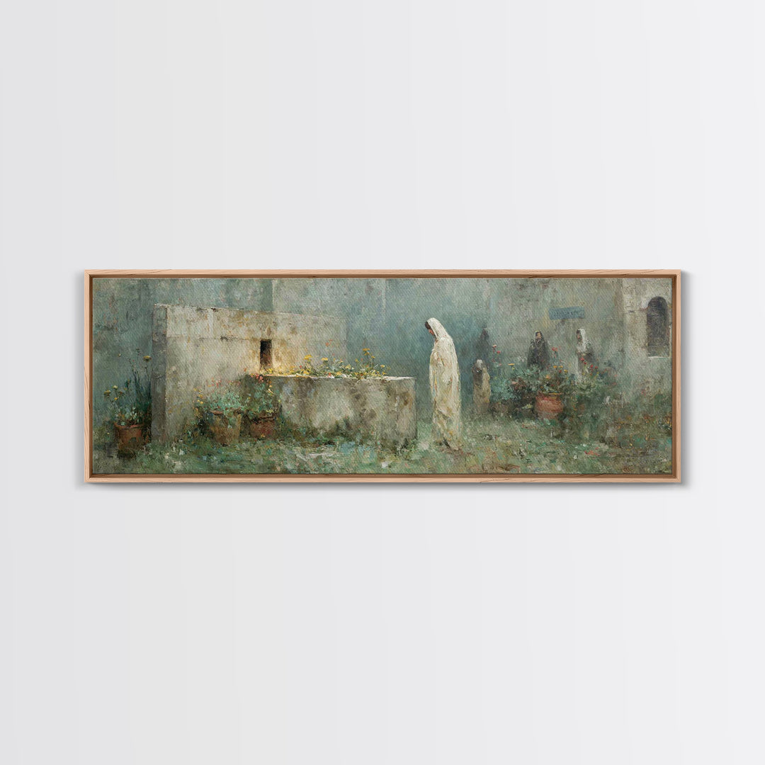 Garden of Reverence | Framed Canvas Print | Panoramic Wall Art | Christian Paintings | Christian Art Print | Modern Christian Art | Christm
