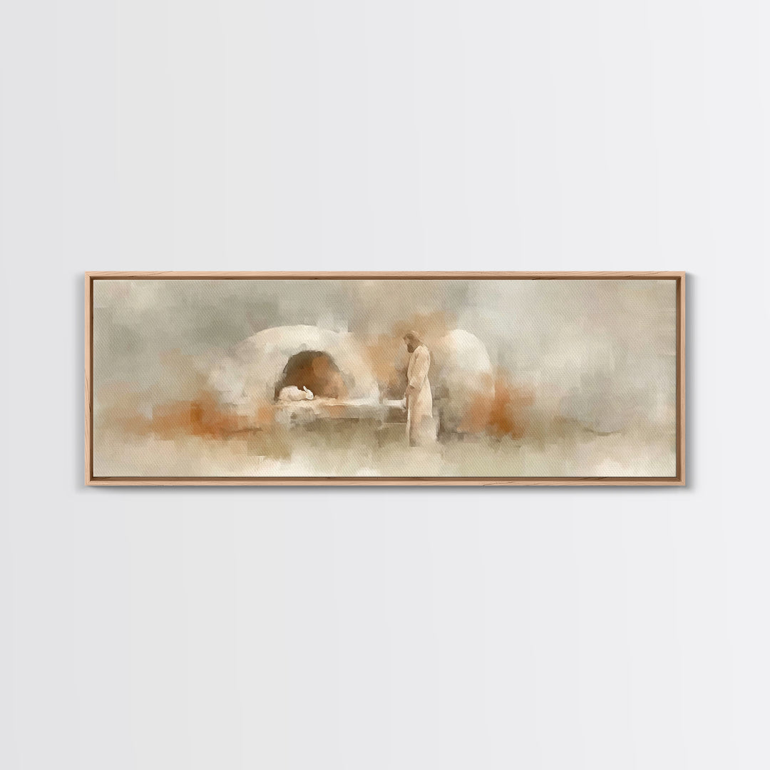Sacred Dawn Light, Framed Canvas Print, Panoramic Print, Christian Art, Jesus Painting, Christian Christmas Art, Christian Wall Art