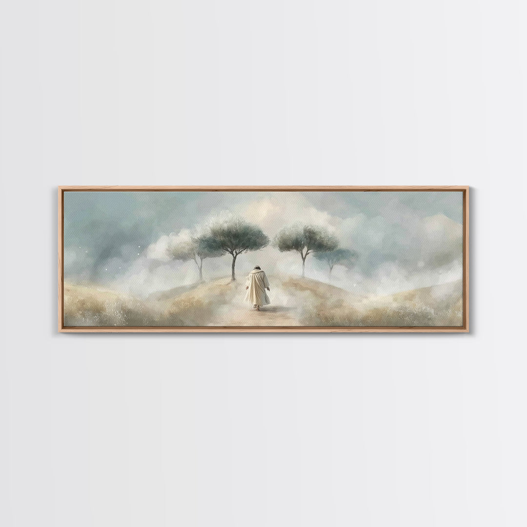 Walk of Renewal – Framed Canvas Print – Panoramic Art – Christian Art – Large Jesus Painting – Christian Wall Art – Modern Christian Painti