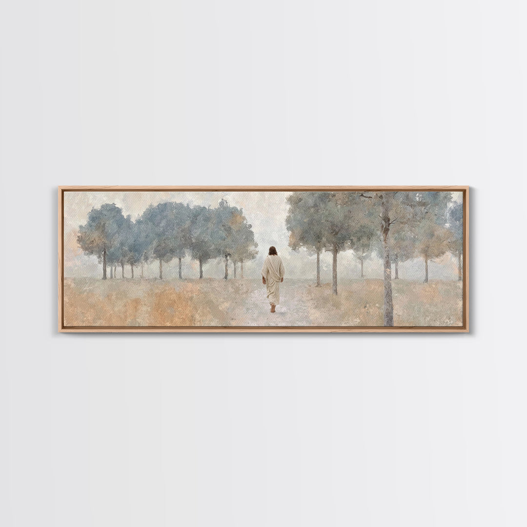 Pathway Of Mercy – Framed Canvas Print – Panoramic Frame – Christian Art – Large Jesus Painting – Christian Wall Art – Subtle Christian Art