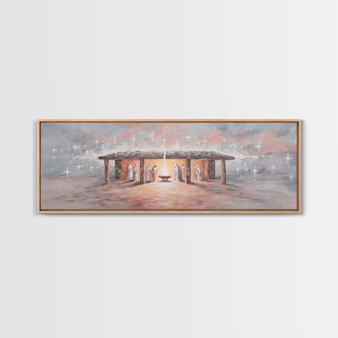 Village Of Hope, Framed Canvas Print, Panoramic Art, Christmas Wall Art, Christian Christmas Art, Christmas Art Prints, Christian Art Work
