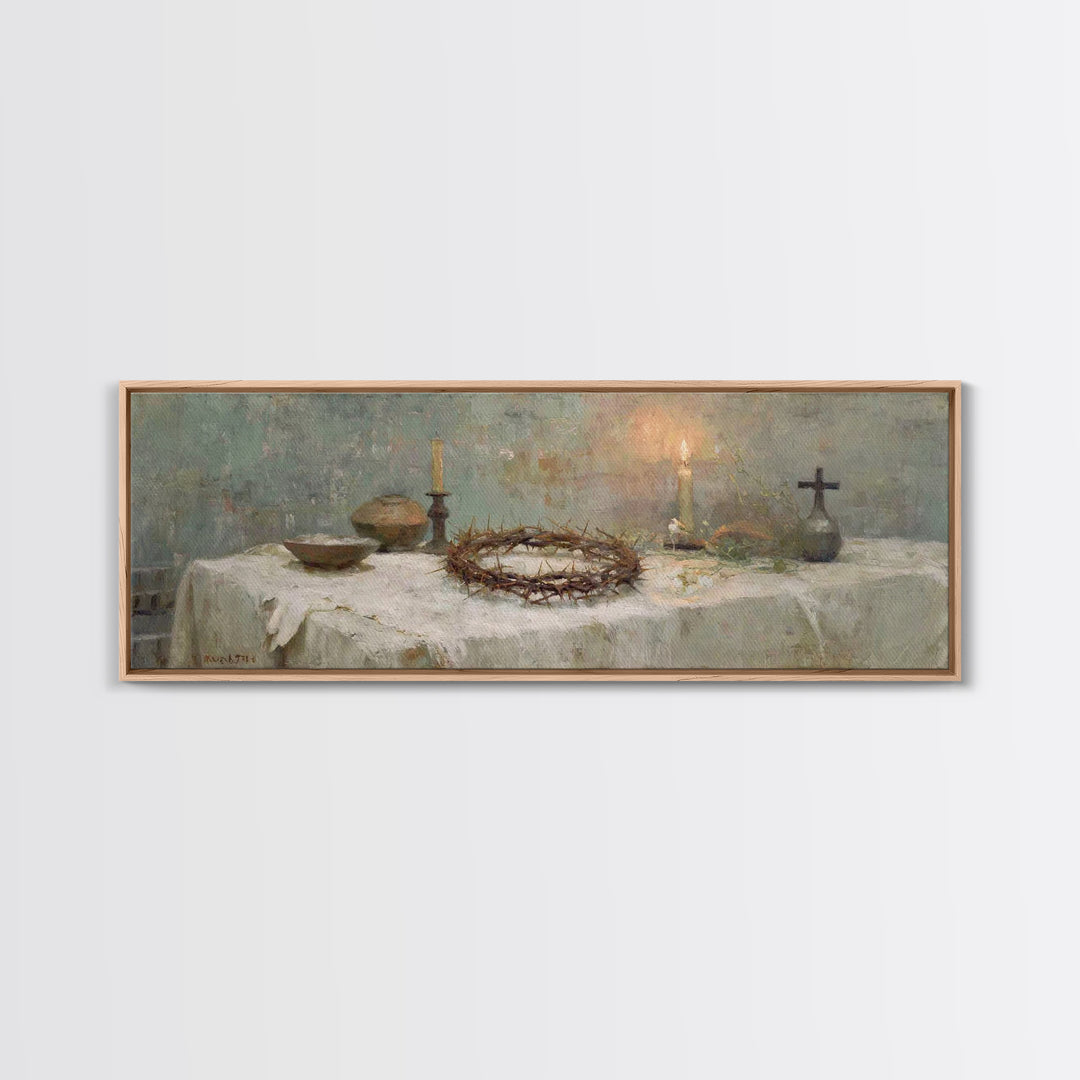 Thorns Of Grace – Framed Canvas Print – Panoramic Frame – Christian Art Canvas – Christian Wall Art – Christian Painting – Subtle Christian