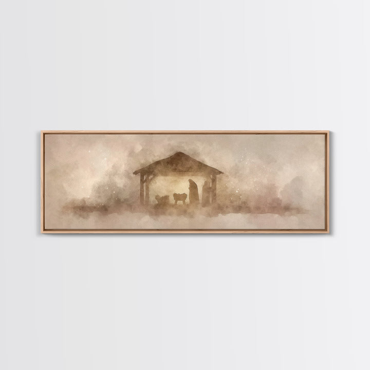Starry Manger Peace – Framed Canvas Print – Panoramic Art – Christian Wall Art – Christian Art Canvas – Jesus Christmas Art – Christian Dec