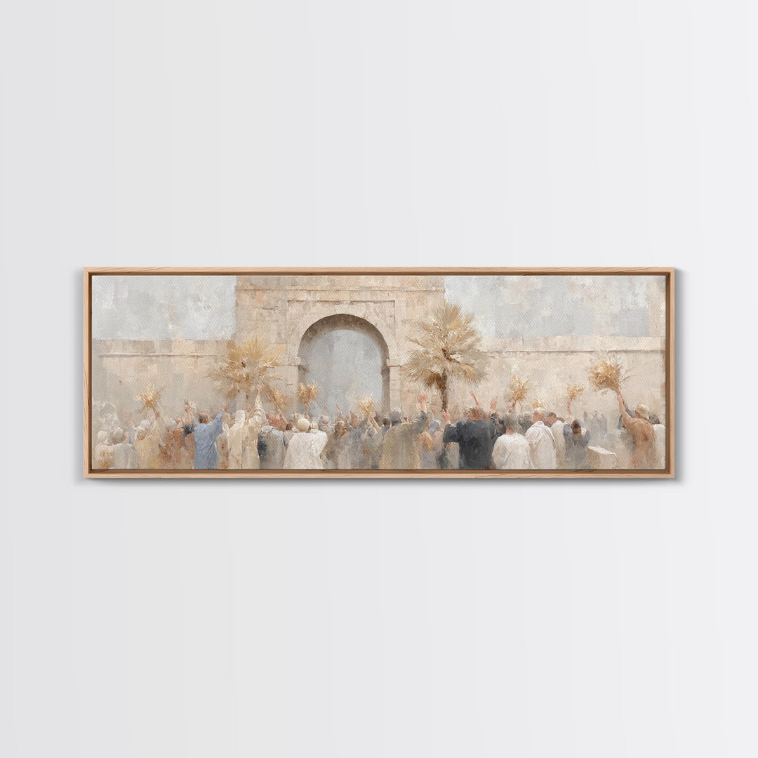 Jerusalem Sunrise Entry | Framed Canvas Print | Panoramic Painting | Christian Wall Art | Christmas Art Work | Christian Art Canvas | Jesus