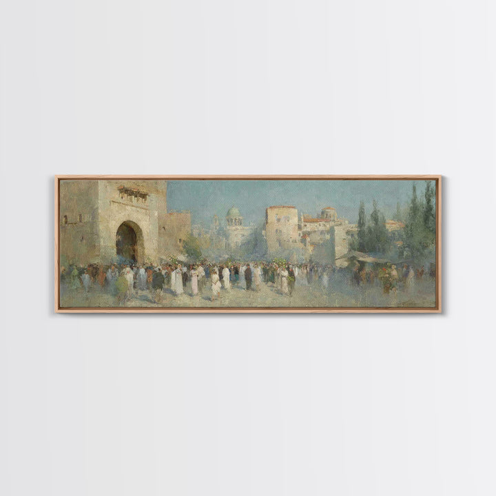 Golden Gate Rejoicing, Framed Canvas Print, Panoramic Print, Christian Wall Art, Christian Art Canvas, Christian Christmas Art, Jesus Paint
