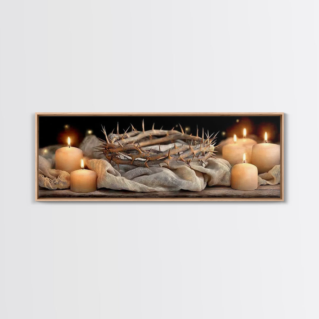 Crown Of Mercy – Framed Canvas Print – Christian Wall Art – Christian Art Canvas – Panoramic Art – Jesus Painting – Christian Christmas Art