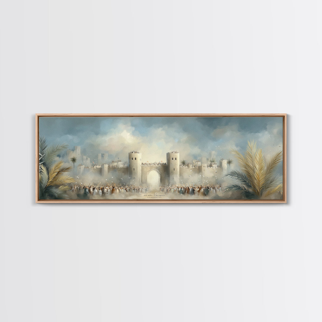 Triumphant City Gate – Framed Canvas Print – Panoramic Art – Christian Wall Art – Christian Art Canvas – Jesus Painting – Christian Decor –