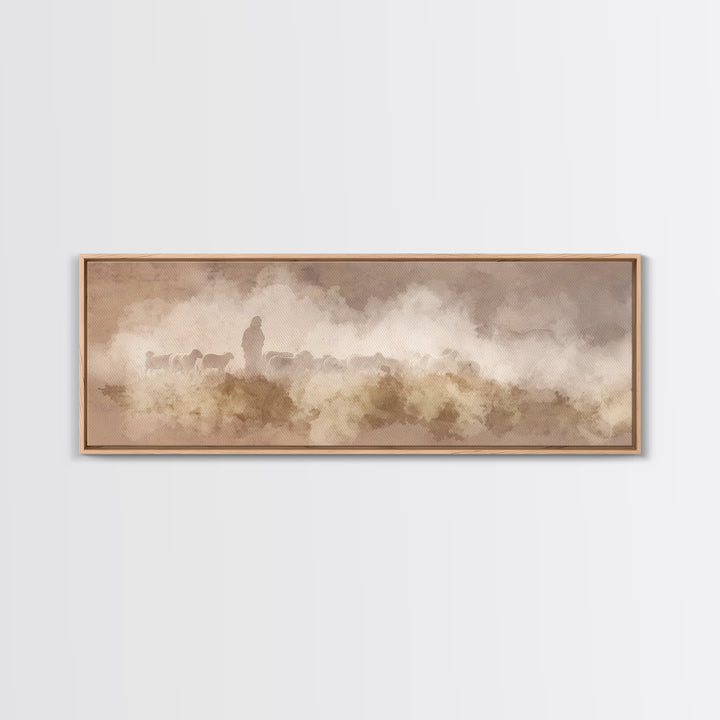 Silent Meadow Guide – Framed Canvas Print – Extra Wide Art – Christian Art – Jesus Painting – Christian Art Canvas – Subtle Christian Paint