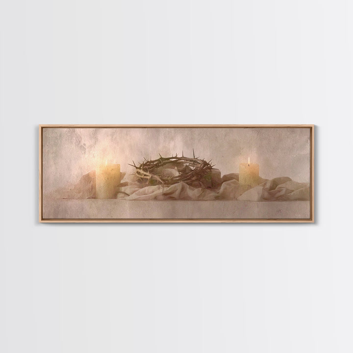 Thorns Of Grace | Framed Canvas Print | Christian Art Canvas | Christian Wall Art | Panoramic Painting | Christian Decor | Christmas Art