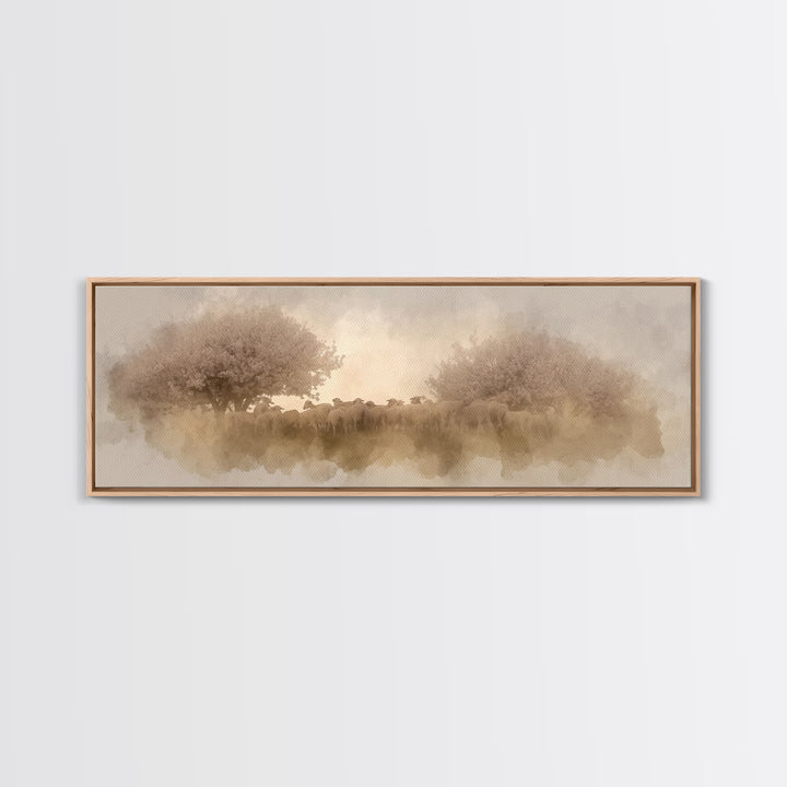 Orchard Of Peace – Framed Canvas Print – Christian Wall Art – Jesus Painting – Panoramic Art – Christian Christmas Art – Christian Canvas