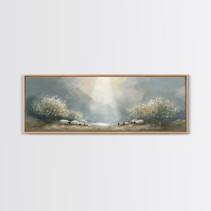 Fields Of Mercy | Framed Canvas Print | Christian Wall Art | Christian Art Canvas | Panoramic Frame | Jesus Painting | Christmas Wall Art