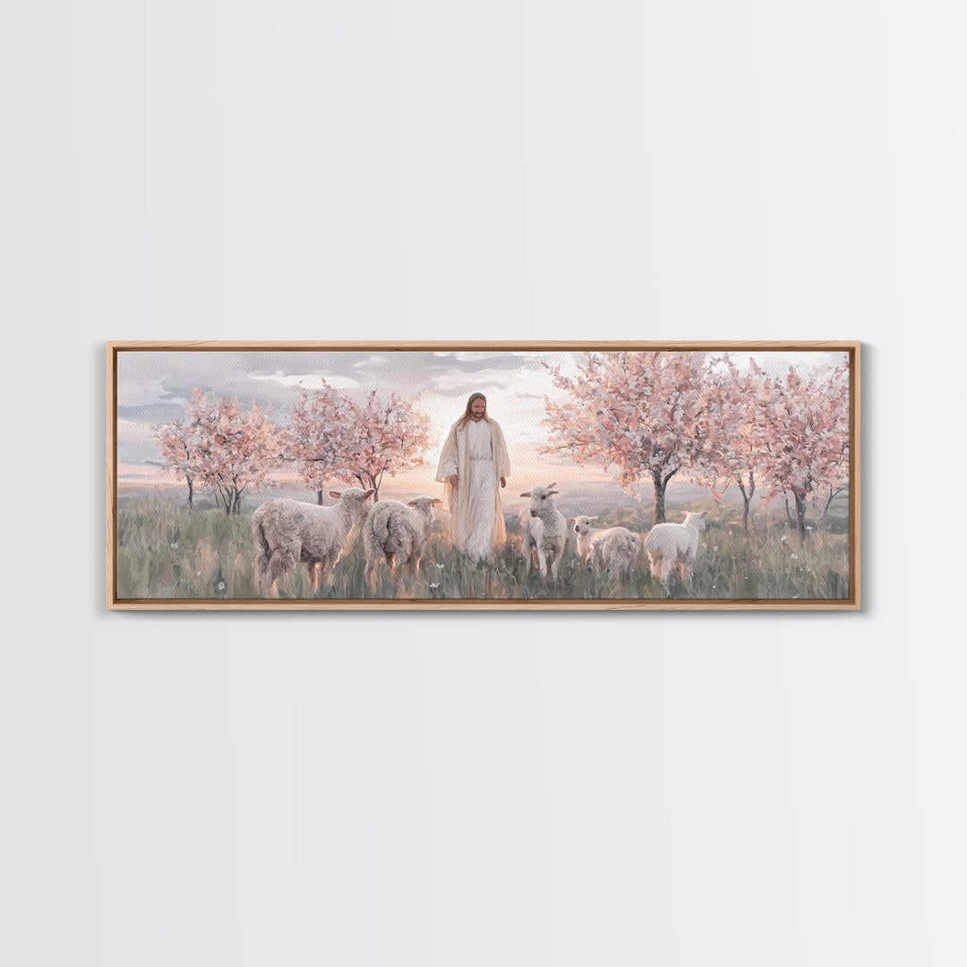 Garden Of Stillness – Framed Canvas Print – Christian Wall Art – Christian Art Canvas – Panoramic Painting – Jesus Art – Christmas Art