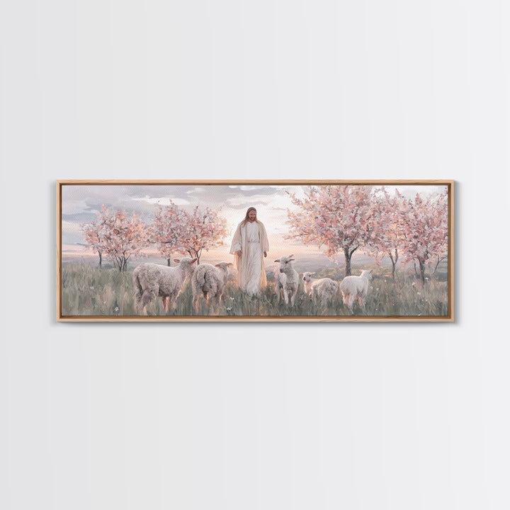 Garden Of Stillness – Framed Canvas Print – Christian Wall Art – Christian Art Canvas – Panoramic Painting – Jesus Art – Christmas Art