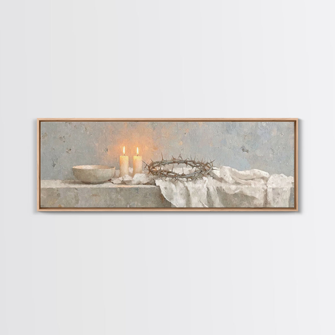 Silent Redemption, Framed Canvas Print, Christian Art, Christian Wall Art, Panoramic Art, Christian Art Canvas, Christmas Art, Unique Chris