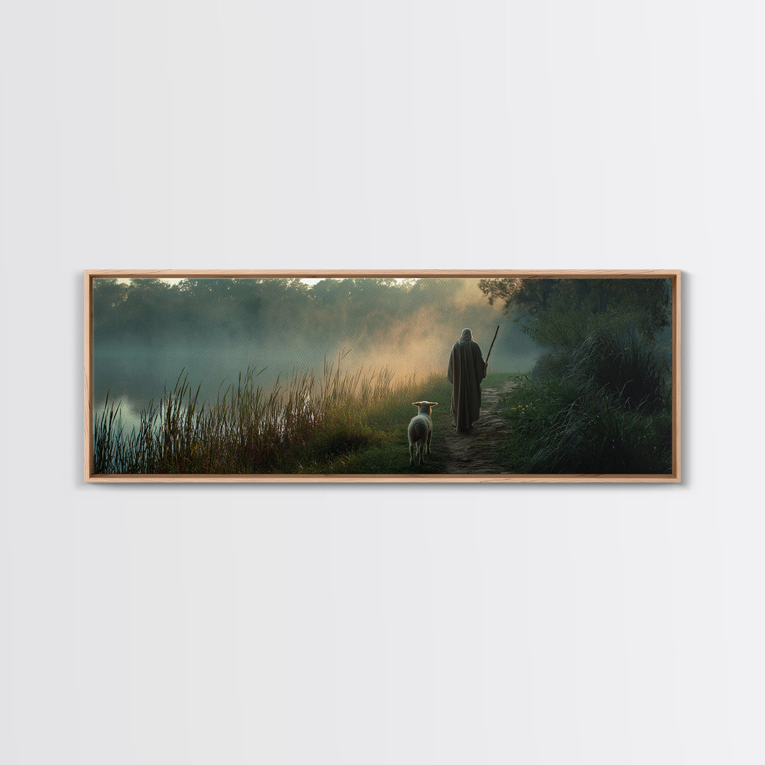 River Of Stillness | Framed Canvas Print | Panoramic Print | Christian Wall Art | Christian Art Canvas | Jesus Painting | Christmas Wall Ar