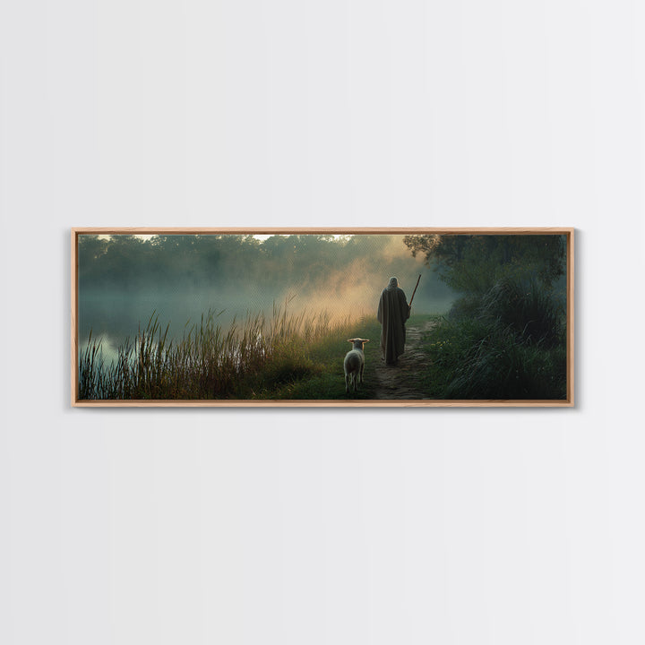 River Of Stillness | Framed Canvas Print | Panoramic Print | Christian Wall Art | Christian Art Canvas | Jesus Painting | Christmas Wall Ar