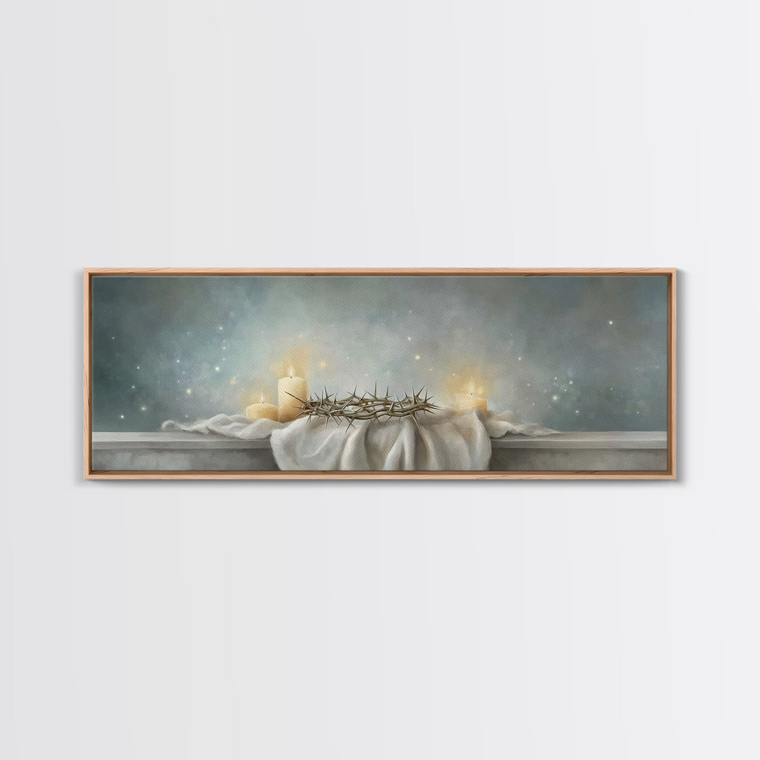 Sacred Vigil – Framed Canvas Print – Christian Art – Christian Art Canvas – Panoramic Wall Art – Christian Christmas Art – Modern Christian