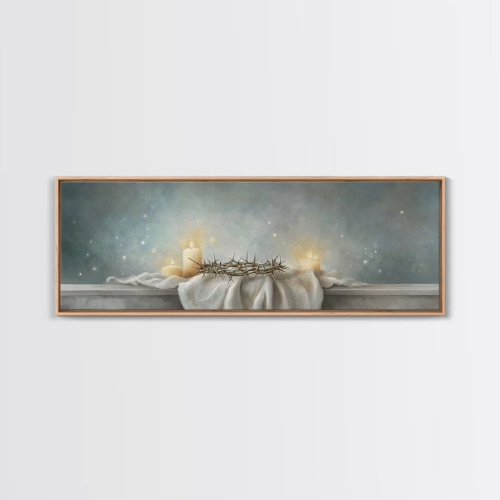 Sacred Vigil – Framed Canvas Print – Christian Art – Christian Art Canvas – Panoramic Wall Art – Christian Christmas Art – Modern Christian