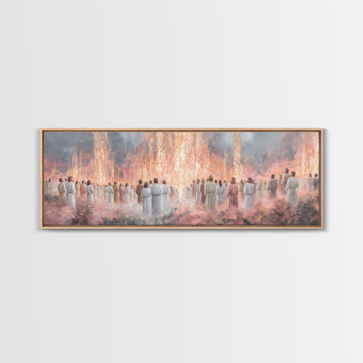 Heavenly Ember Circle | Framed Canvas Print | Christian Art | Jesus Painting | Christian Art Canvas | Panoramic Wall Art | Christmas Art