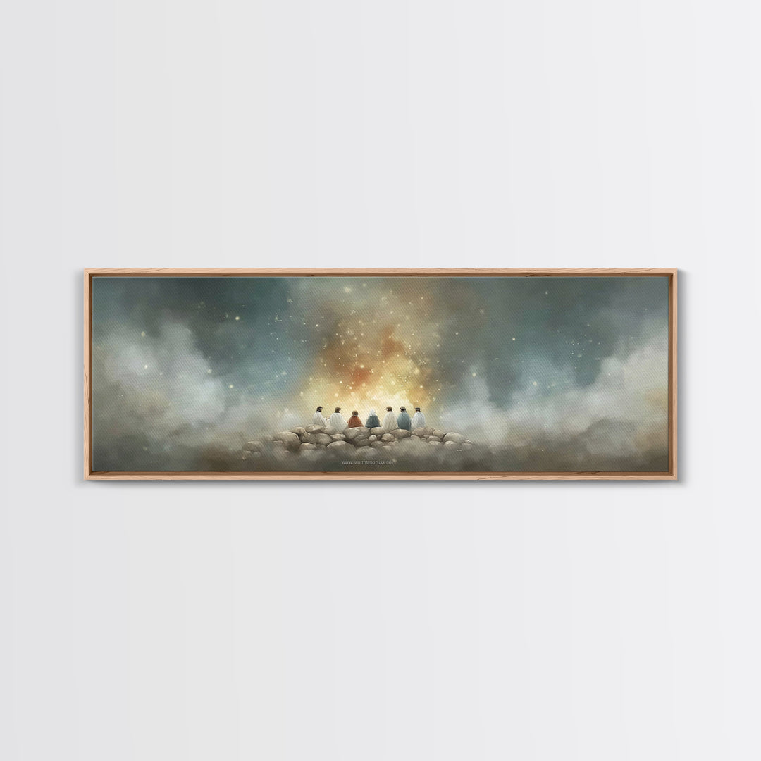 Mount Of Light – Framed Canvas Print – Christian Art – Christian Art Canvas – Jesus Painting – Panoramic Painting – Christmas Art