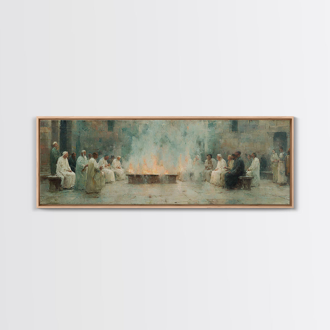 Celestial Summit Glow | Framed Canvas Print | Christian Wall Art | Christian Art Canvas | Jesus Painting | Panoramic Frame | Christmas Art