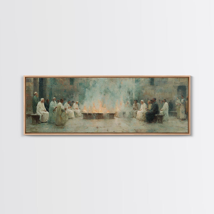 Celestial Summit Glow | Framed Canvas Print | Christian Wall Art | Christian Art Canvas | Jesus Painting | Panoramic Frame | Christmas Art