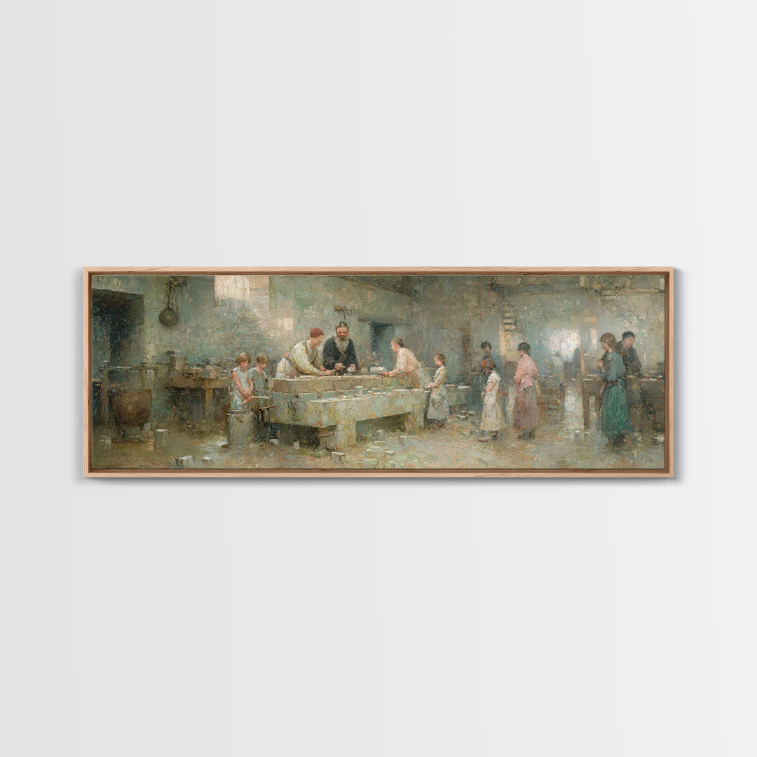 Humble Workshop Hours | Framed Canvas Print | Panoramic Wall Art | Christian Art Canvas | Christian Wall Art | Jesus Painting | Christian A