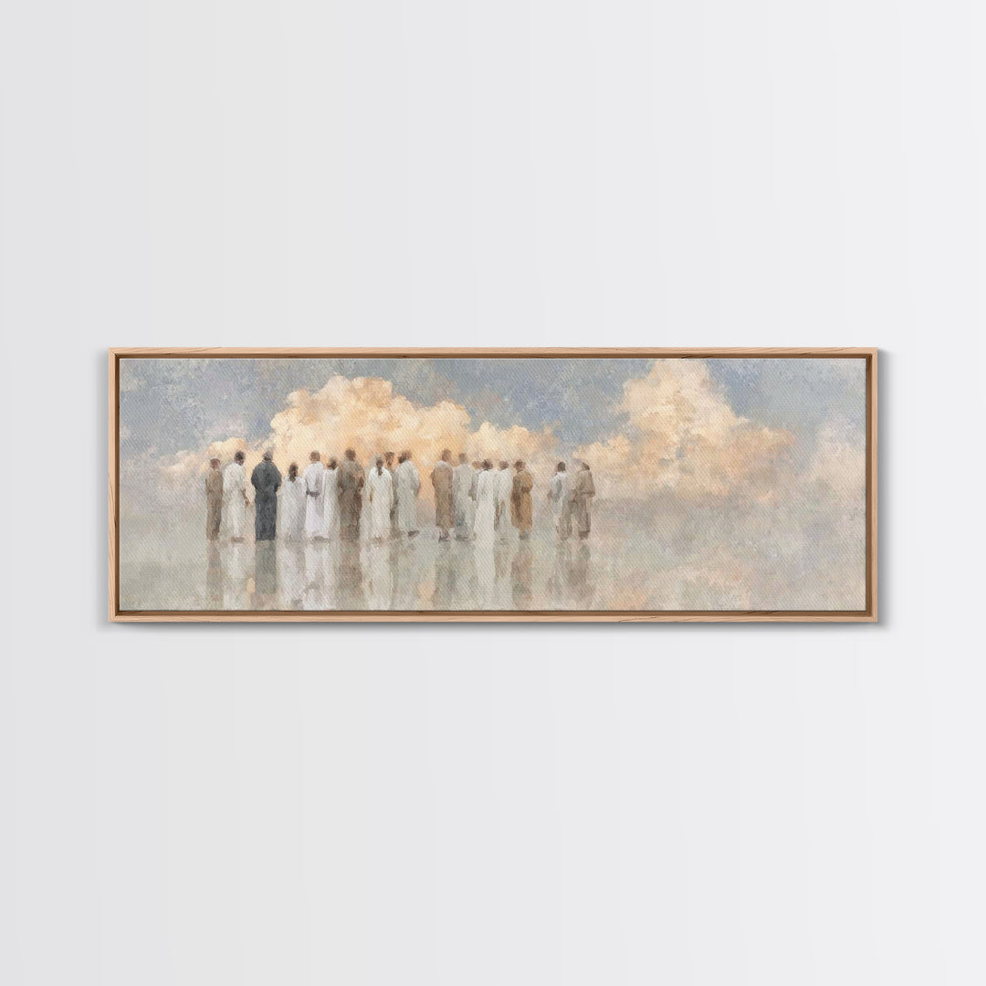 Celestial Meeting | Framed Canvas Print | Christian Wall Art | Christian Art Canvas | Panoramic Wall Art | Christian Painting | Christian C