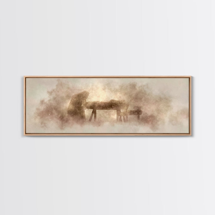 Holy Manger – Framed Canvas Print – Christian Art Canvas – Christian Wall Art – Panoramic Painting – Christmas Art – Christian Christmas Ar