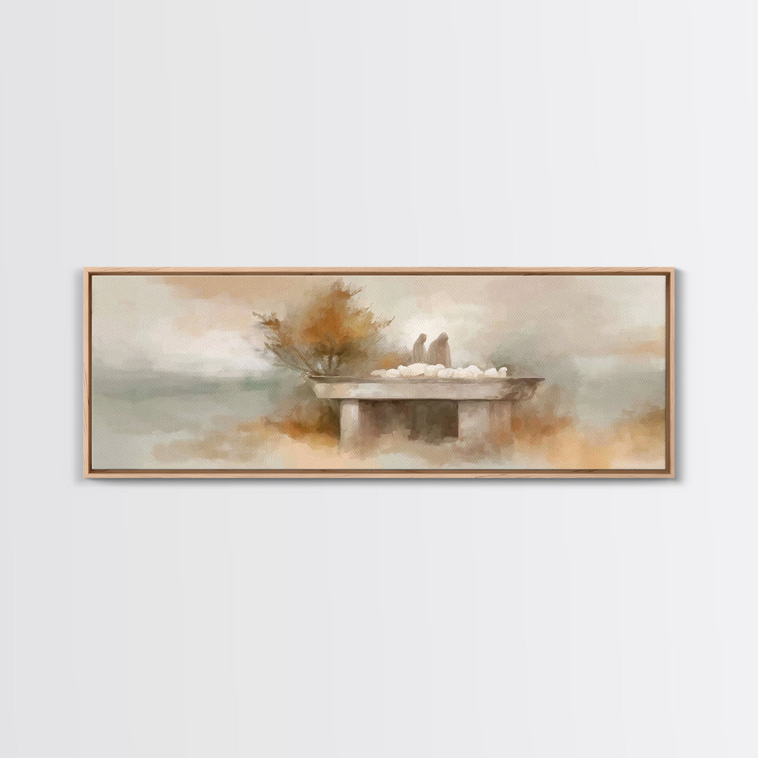 Autumn Shepherds | Framed Canvas Print | Christian Art Canvas | Christian Wall Art | Panoramic Painting | Christian Christmas Art | Christi