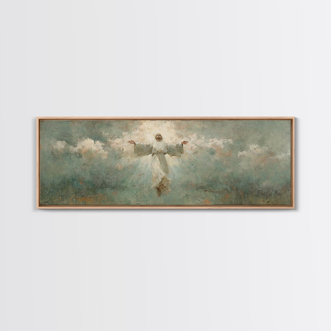 Rising Light | Framed Canvas Print | Christian Art | Christian Art Canvas | Panoramic Wall Art | Jesus Painting | Christian Gift