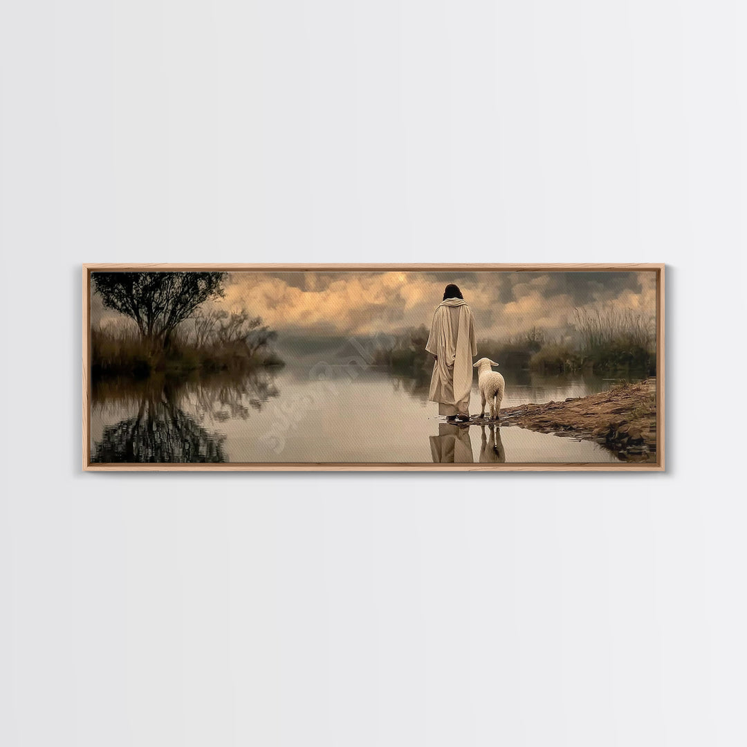River Of Stillness | Framed Canvas Print | Christian Wall Art | Christian Art Canvas | Panoramic Art | Jesus Painting | Christian Christmas