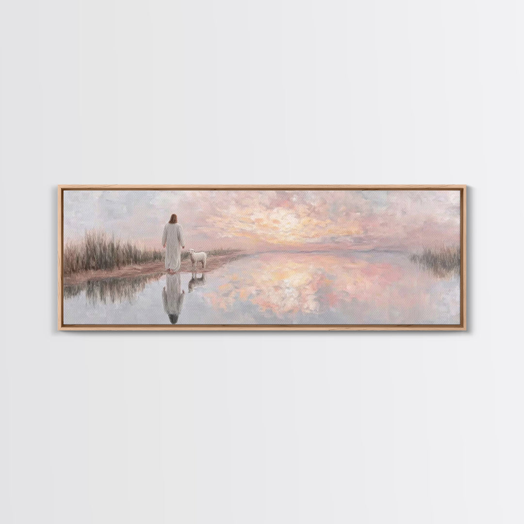 Morning Path Of Grace – Framed Canvas Print – Panoramic Art – Christian Wall Art – Christian Art Canvas – Jesus Painting – Christian Decor