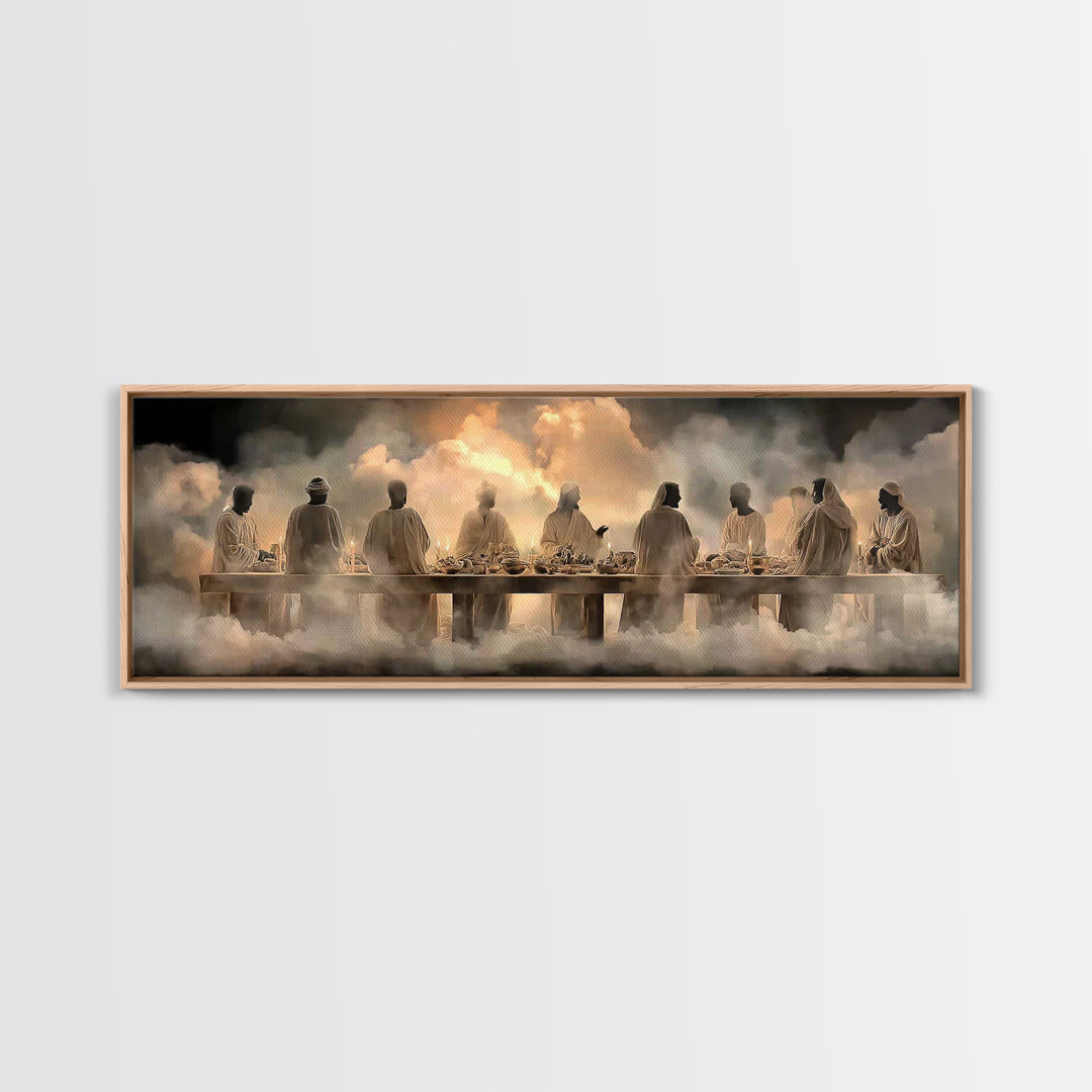 Cloudborne Communion | Framed Canvas Print | Panoramic Art | Christian Art Canvas | Jesus Painting | Christian Wall Art | Large Christian A