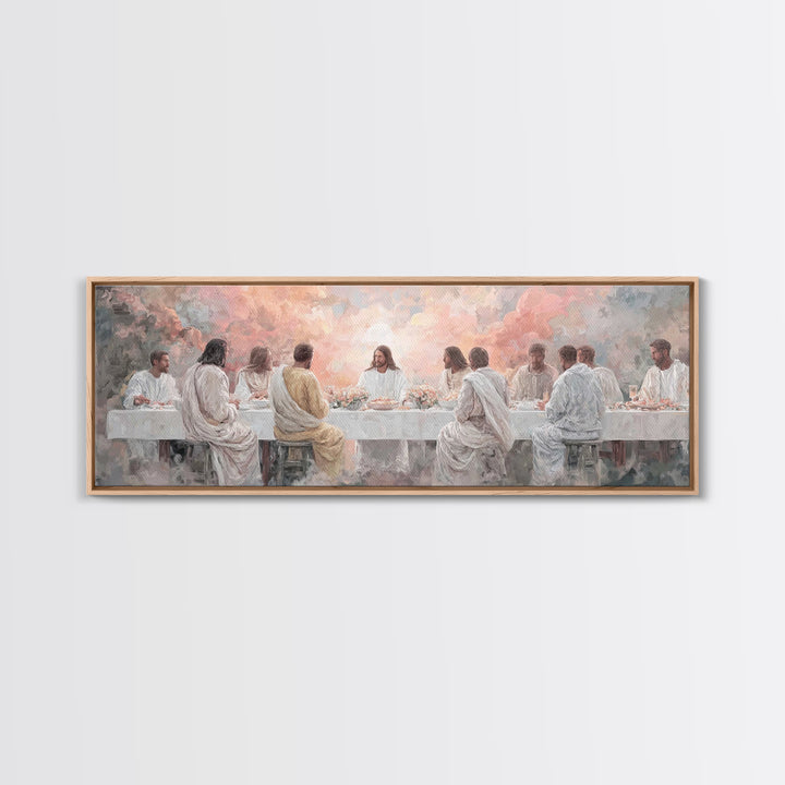 Supper Of Glory, Framed Canvas Print, Panoramic Wall Art, Christian Art Canvas, Jesus Painting, Christian Art, Modern Christian Painting