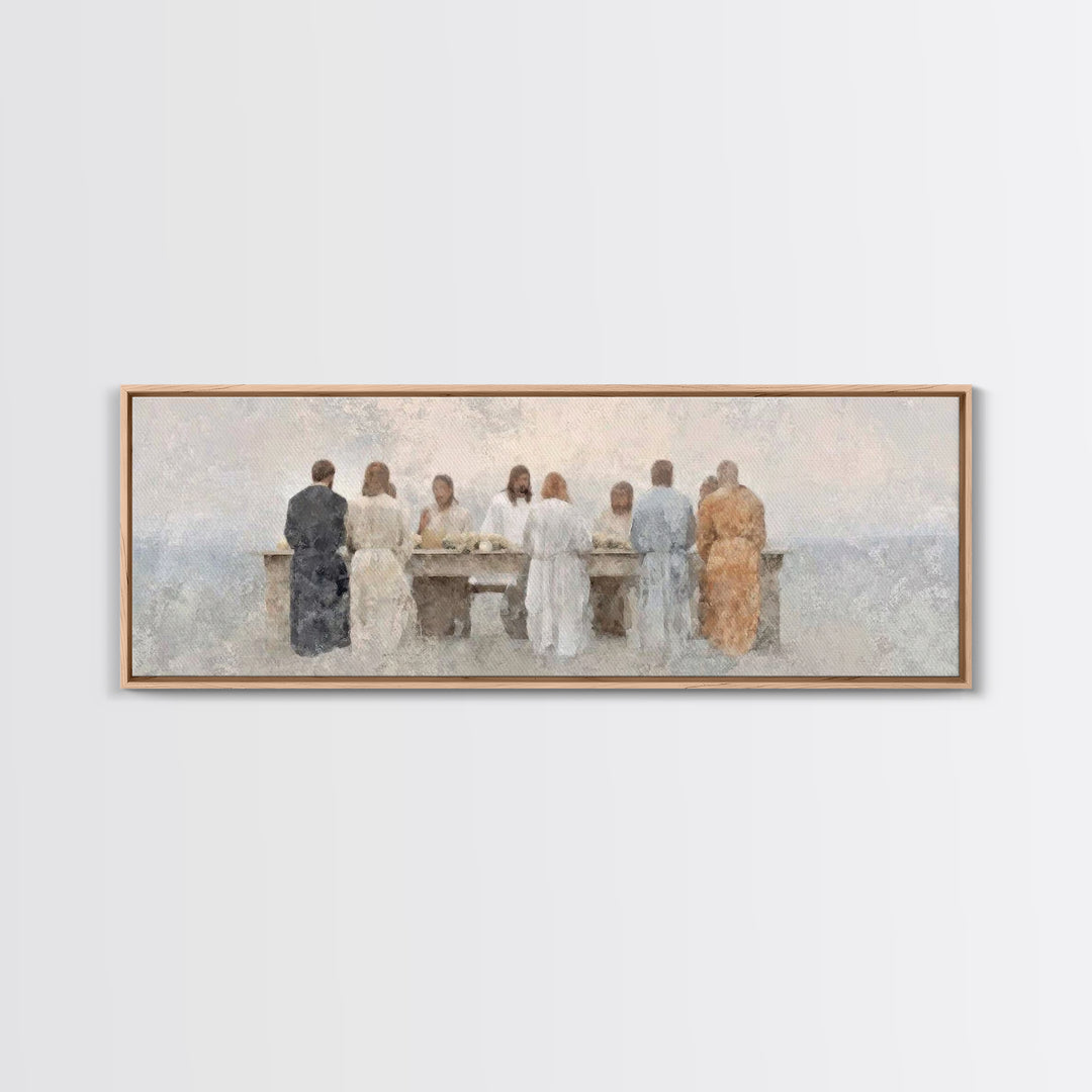 Table Of Peace – Framed Canvas Print – Panoramic Frame – Christian Art – Christian Wall Art – Jesus Painting – Subtle Christian Art