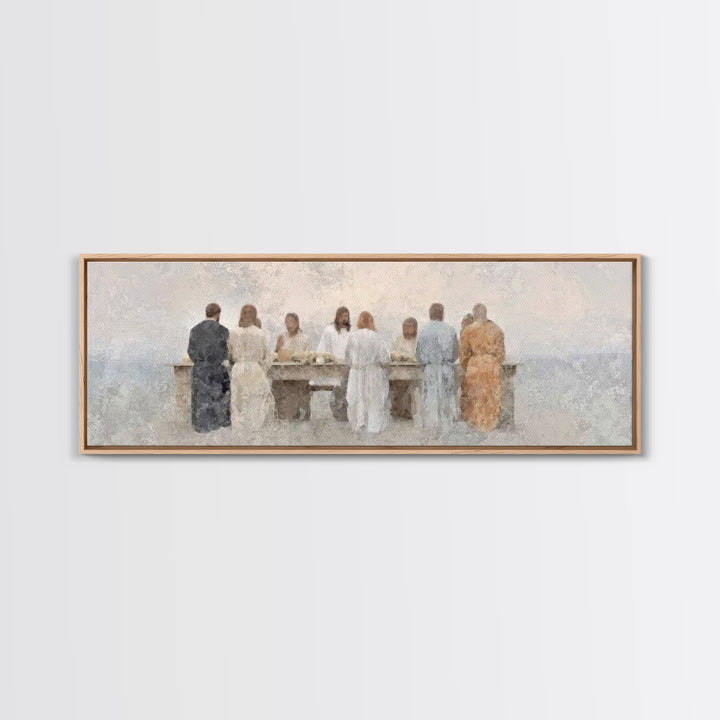 Table Of Peace – Framed Canvas Print – Panoramic Frame – Christian Art – Christian Wall Art – Jesus Painting – Subtle Christian Art