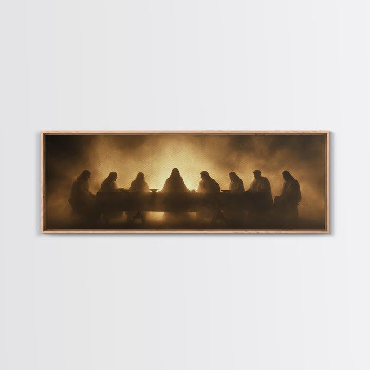 Heavenly Gathering, Framed Canvas Print, Panoramic Painting, Christian Wall Art, Jesus Painting, Christian Art Canvas, Moody Christian Art