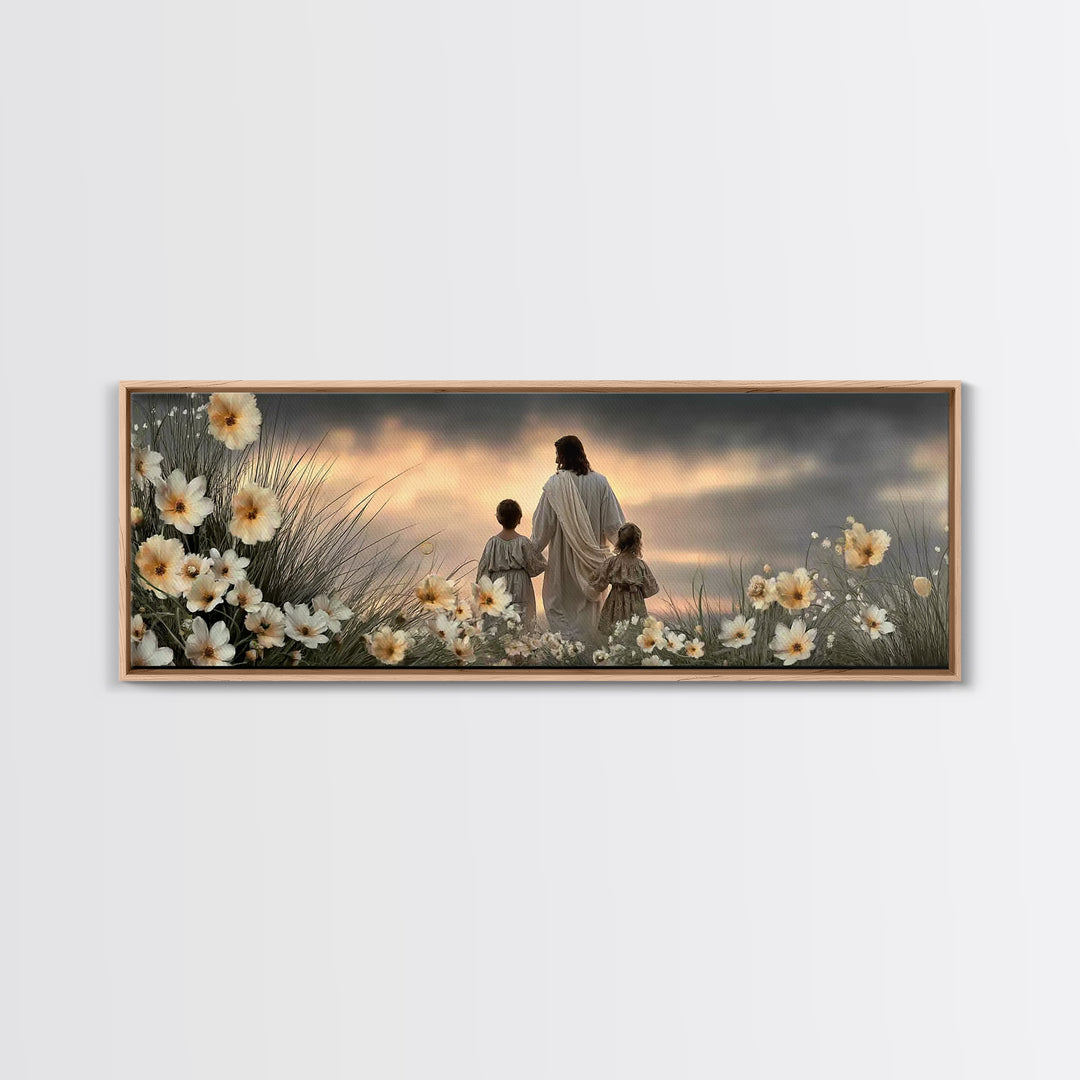 Guided In Grace, Framed Canvas Print, Panoramic Art, Jesus Painting, Christian Wall Art, Christian Art, Christian Art Canvas