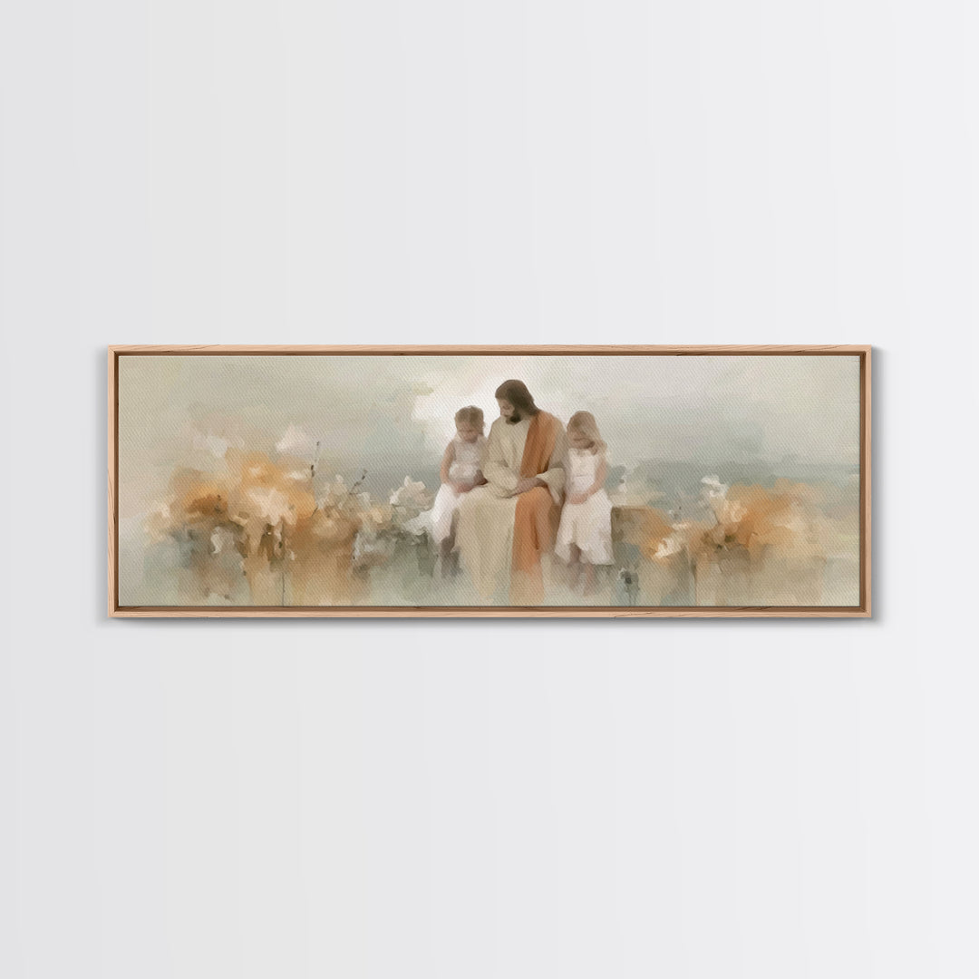 Flowers Of Mercy – Framed Canvas Print – Panoramic Painting – Christian Art – Jesus Painting – Christian Art Canvas – Christian Wall Art