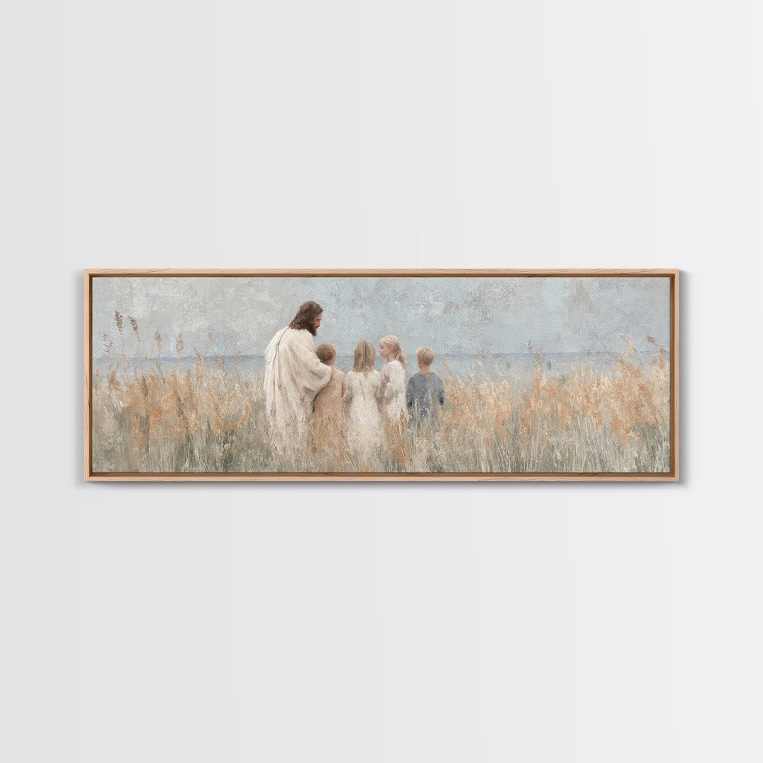 Blossoms Of Mercy – Framed Canvas Print – Christian Wall Art – Jesus Painting – Christian Art Canvas – Panoramic Wall Art – Christian Decor