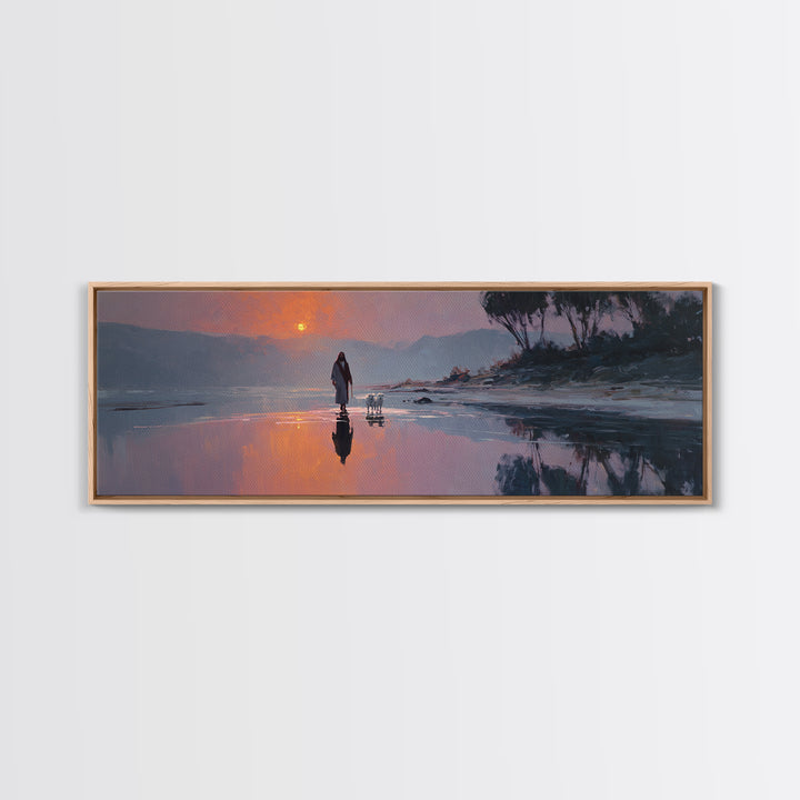 Gentle Guidance, Framed Canvas Print, Christian Art Canvas, Jesus Painting, Christian Wall Art, Panoramic Painting, Christian Decor